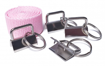1m x 25mm Gurtband rosa + 4x 25mm Schlüsselbandrohling (2x vorhanden)